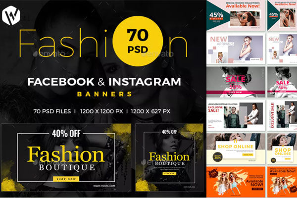 Facebook&amp;Instagram社交时尚banner模板素材库精选