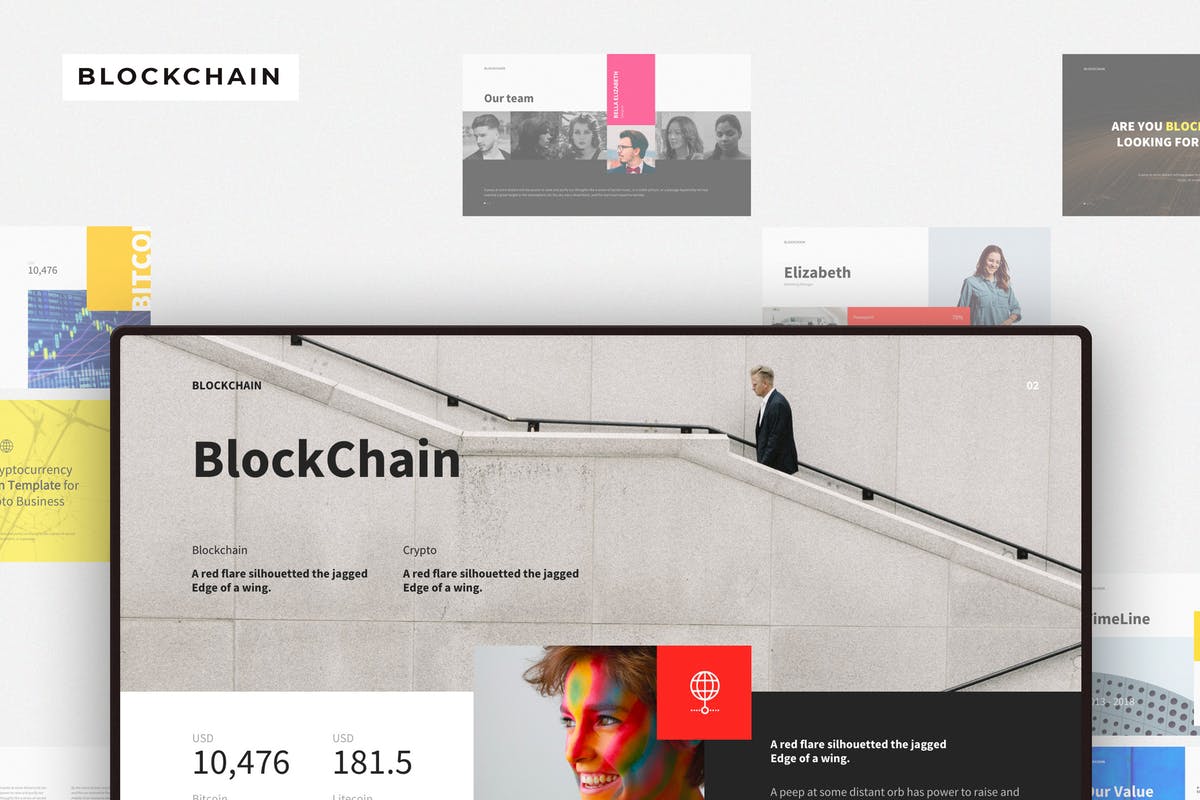 区块链加密货币投资主题PPT模板 BLOCKCHAIN Powerpoint Template插图