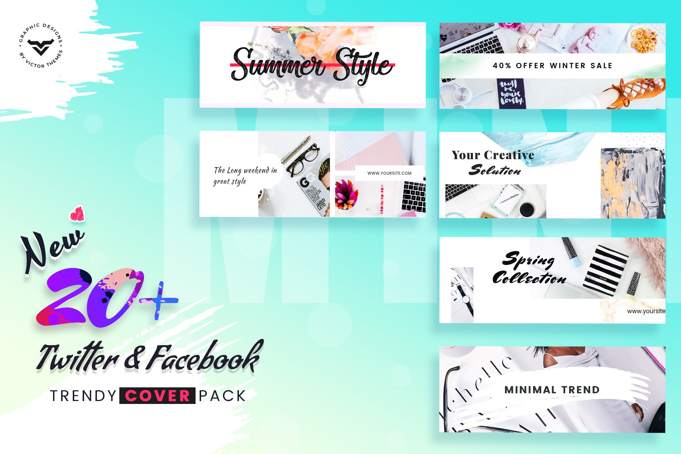 20+Facebook&Twitter社交网站时尚封面设计模板素材库精选 Facebook & Twitter Cover Social Media Templates插图