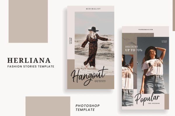 简约风格Instagram社交媒体设计广告图设计模板素材库精选 Herliana Instagram Story Template