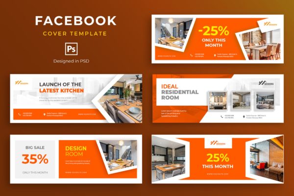 家具品牌Facebook营销推广主页封面设计模板素材库精选 Furniture Facebook Cover Template