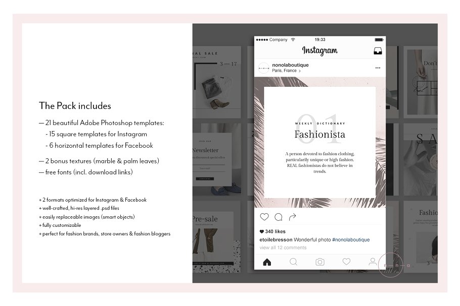 服装服饰主题社交媒体贴图模板素材库精选 Social Media Kit Ladypreneur • Renée插图(1)
