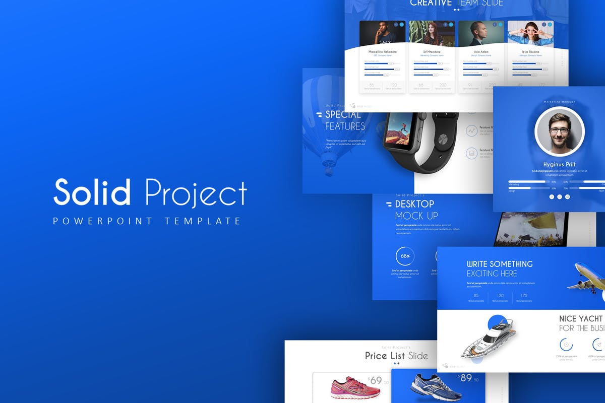 创意产品项目演示PPT幻灯片模板 Solid Project PowerPoint Template插图