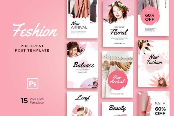 Pinterest社交电商营销推广素材库精选广告模板 Pinterest Shop Templates