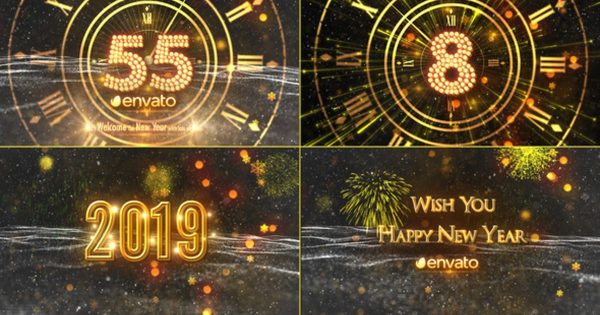 2019年新年跨年晚会倒数视频素材库精选AE模板3 New Year Countdown 2019