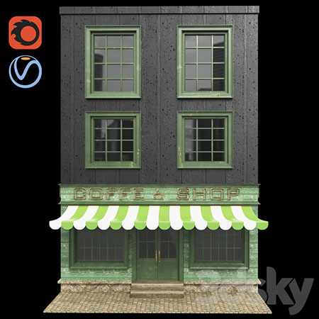 商店店铺咖啡店经典建筑楼房素材之家精选3D模型