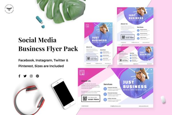 社交媒体企业宣传多尺寸广告模板素材库精选v1 Business Social Media Template