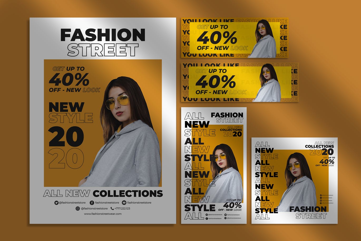 时尚行业促销活动宣传单&社交素材库精选广告模板 Fashion Flyer and Social Media Pack Template插图