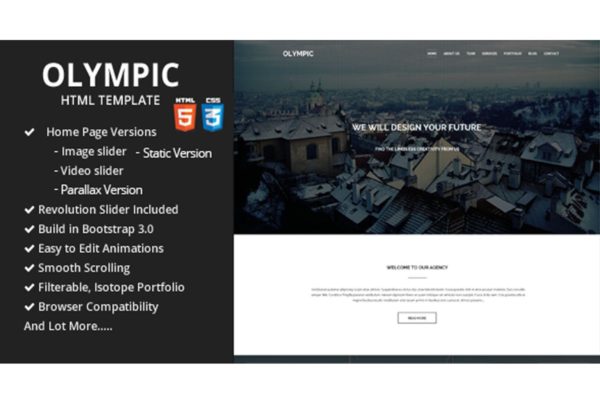 Bootstrap框架视差效果设计响应式HTML5模板素材库精选下载 Olympic One Page Parallax Template