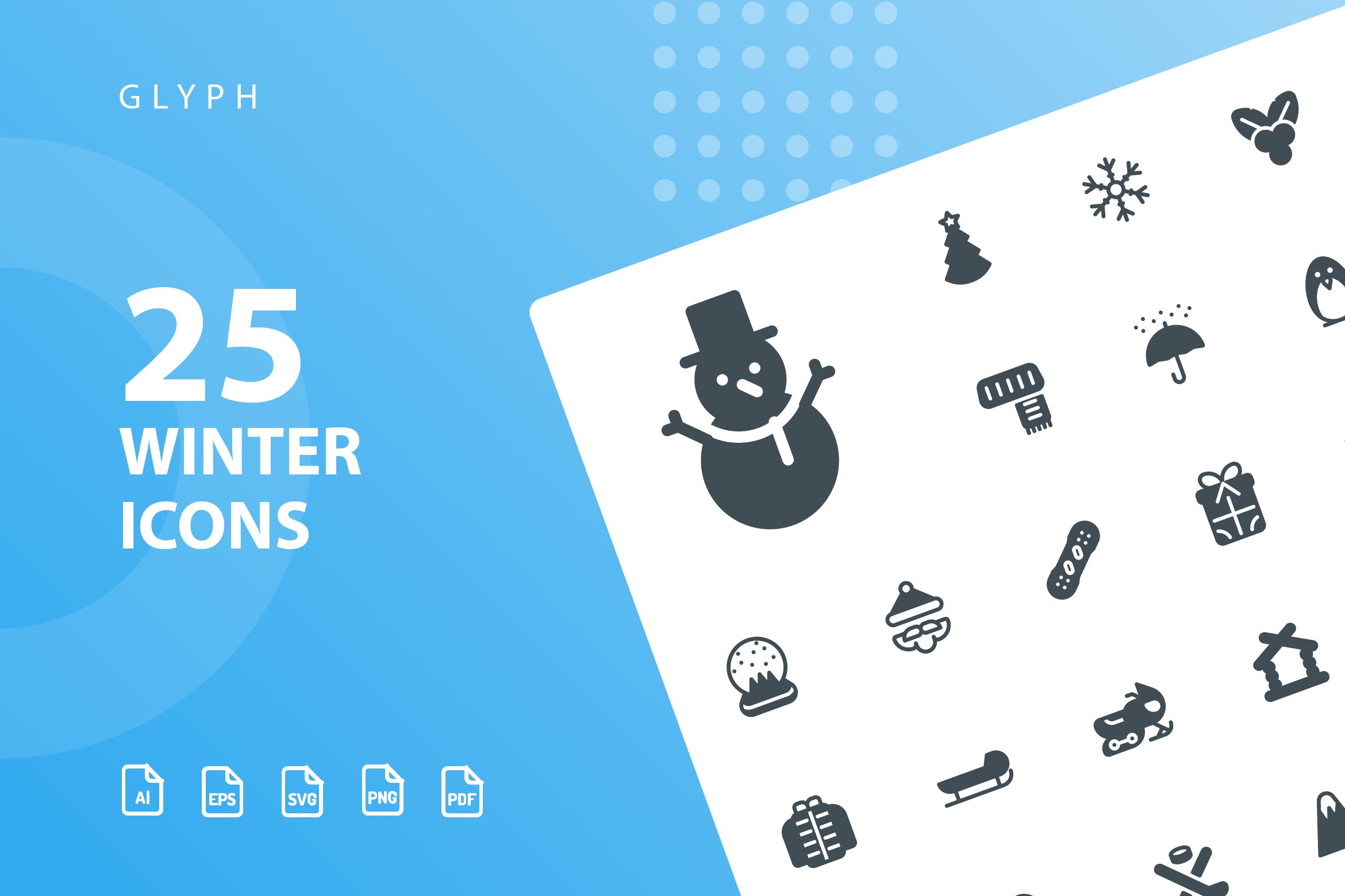 25枚冬天主题矢量字体素材库精选图标v1 Winter Glyph Icons插图