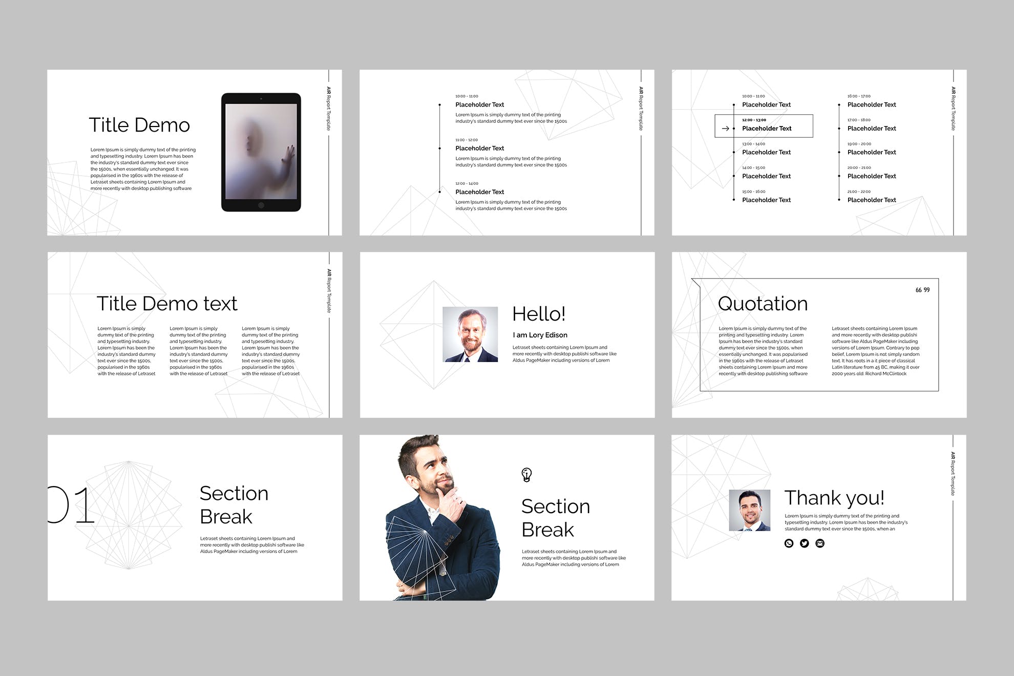 SWOT分析/市场分析/数据统计素材库精选PPT模板 Air – PowerPoint Report Template插图(6)