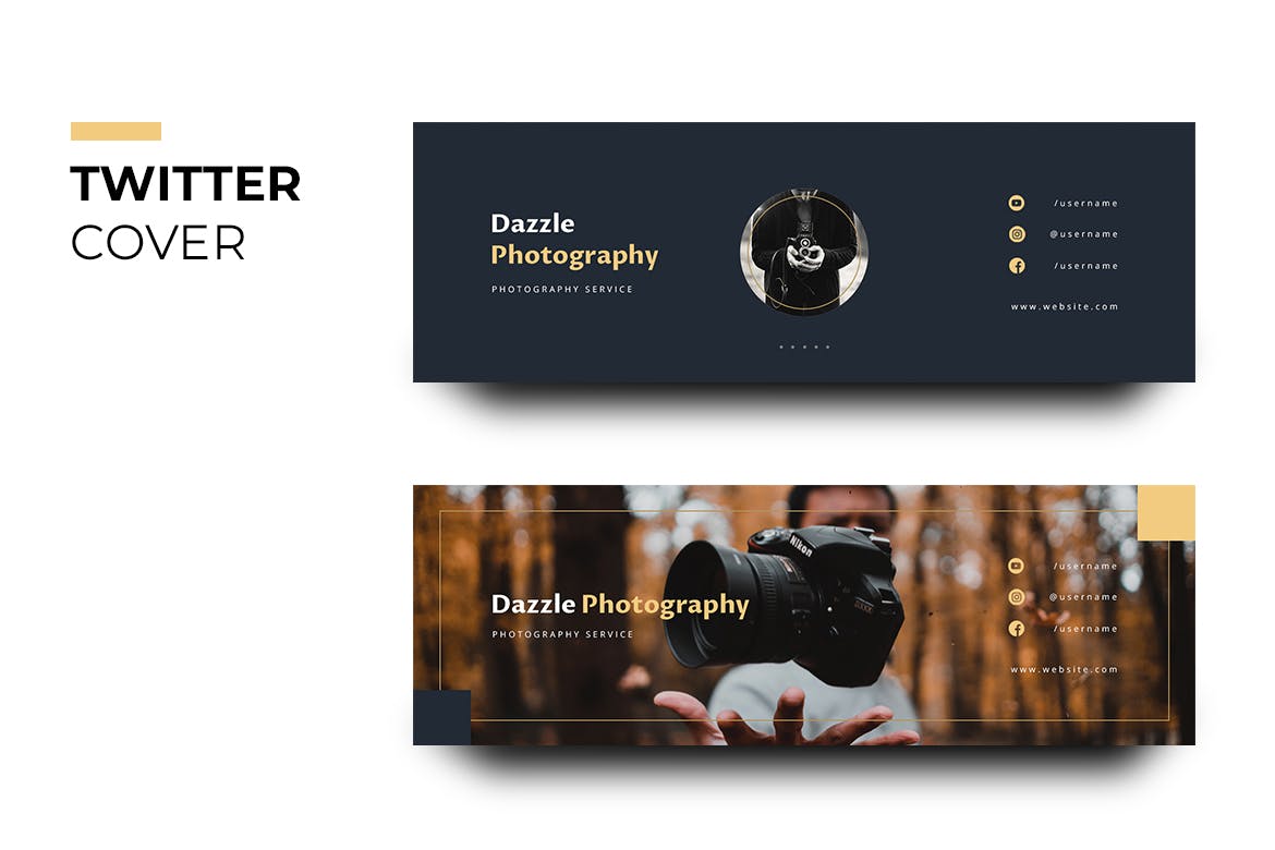 摄影工作室Twitter主页封面设计模板素材库精选 Dazzle Photography Twitter Cover插图(2)