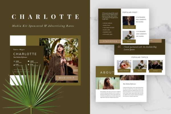 优雅时尚社交媒体博客媒体设计素材包v1 Charlotte – Media Kit &amp; Sponsorship