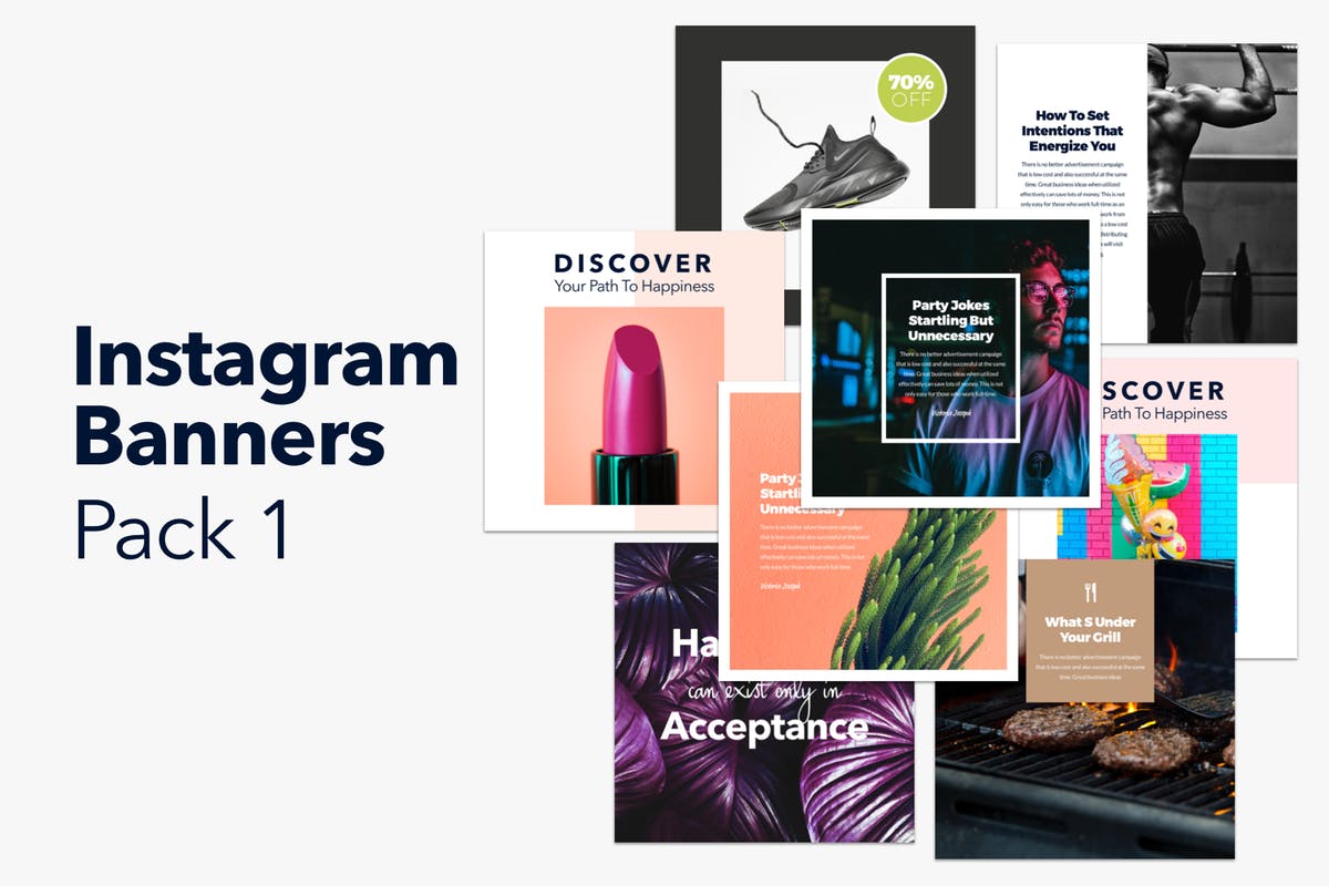 Instagram社交媒体新媒体适用Banner素材库精选广告模板 Instagram Banners Pack 1插图