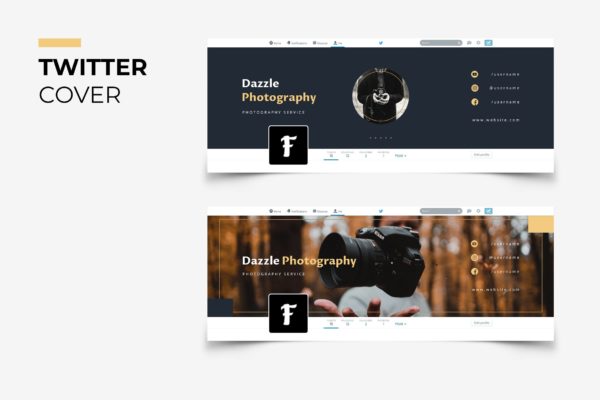 摄影工作室Twitter主页封面设计模板素材库精选 Dazzle Photography Twitter Cover