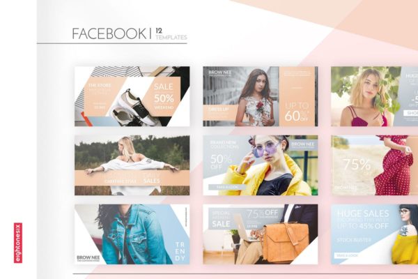 时尚优雅设计风格Facebook社交广告设计模板素材库精选 Fashion Pastel Elegant Facebook Ad Template
