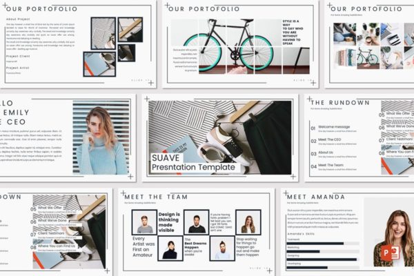 时尚单色创意多用途PPT幻灯片模板 Suave – Powerpoint Template