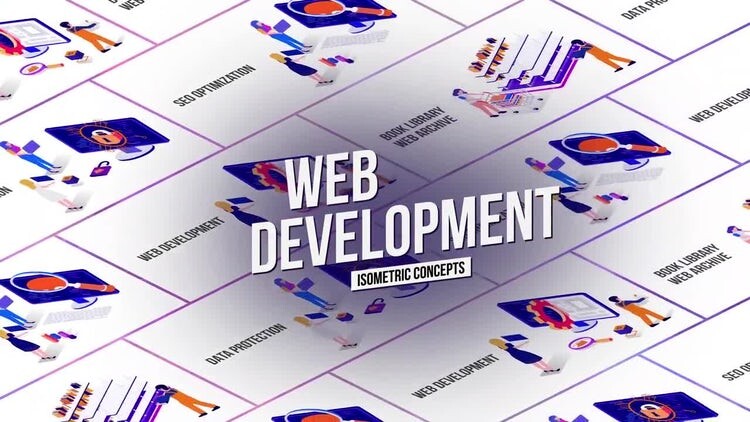 多彩活力的Web开发等距插图素材库精选AE模板