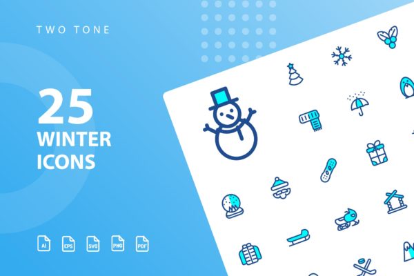 25枚冬天主题双色调矢量素材库精选图标v1 Winter Two Tone Icons
