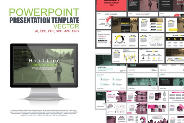 企业年度图表报告PPT幻灯片模板 Powerpoint Templates
