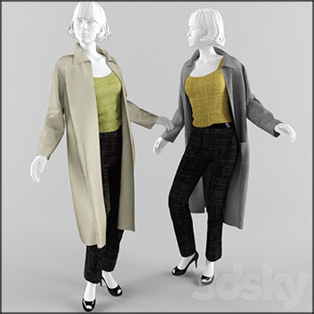 服装店穿着风衣的女模特素材之家精选3D模型