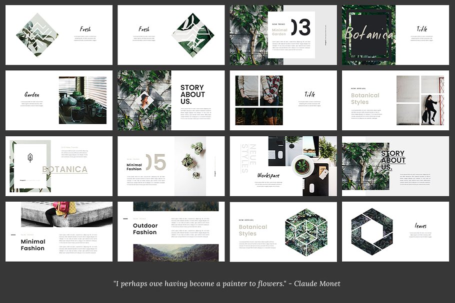 Lookbook风格植物主题Powerpoint模板 FYLORA Lookbook Powerpoint Template插图(4)