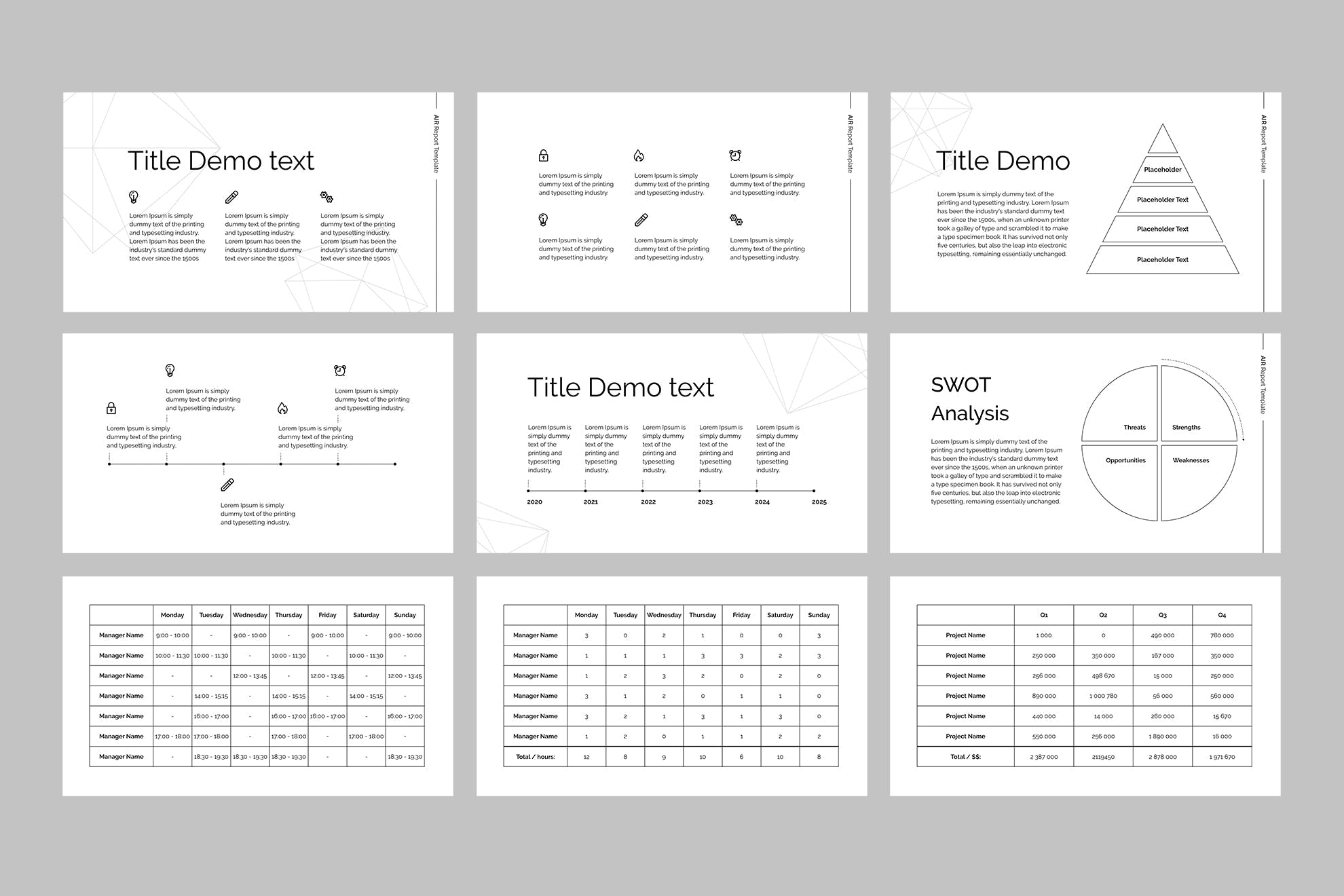 SWOT分析/市场分析/数据统计素材库精选PPT模板 Air – PowerPoint Report Template插图(4)