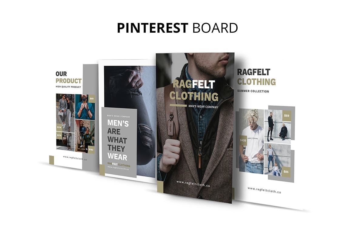 时尚男装品牌Pinterest推广画板设计模板素材库精选 Ragfelt Man Fashion Pinterest Board插图(1)