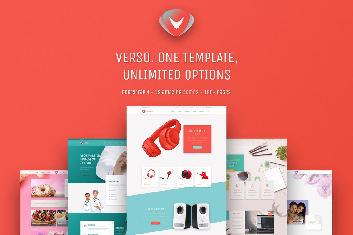 独特响应式多用途Bootstrap网站模板素材库精选 Verso – Unique Responsive Multipurpose Bootstrap 4插图