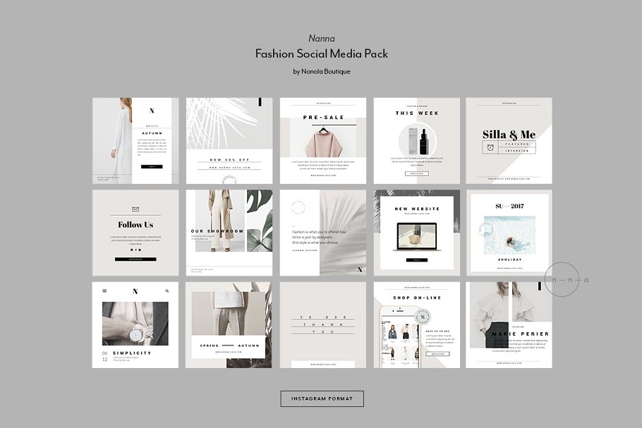 时尚服饰社交媒体贴图模板素材库精选 Fashion Social Media Pack • Nanna插图(5)