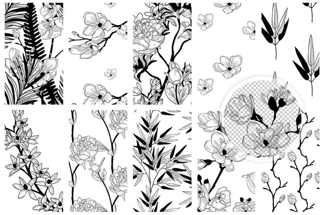 35+优雅手绘花卉图案纹理Instagram贴图模板素材库精选 35+ Patterns & 8 Instagram Templates插图(12)