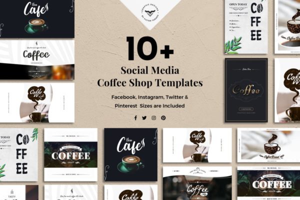10+社交媒体咖啡店品宣广告模板设计 Social Media Coffee Shop Templates