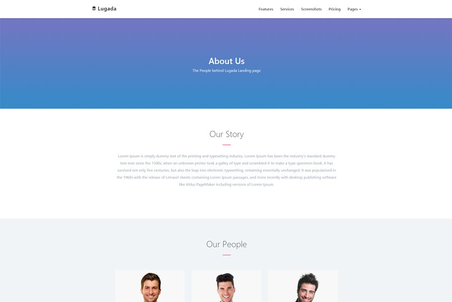 响应式企业网站建站Bootstrap模板素材库精选 Lugada – Responsive Landing Template插图(2)