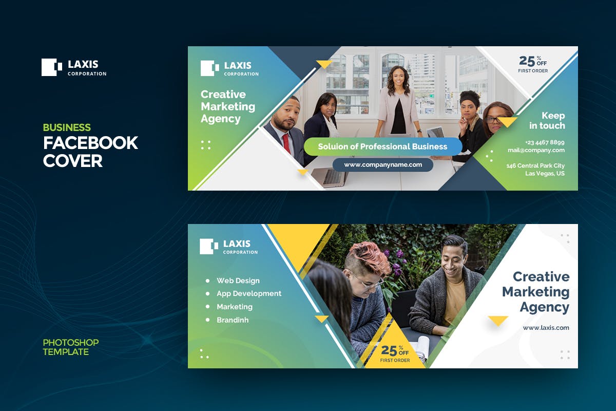 企业社交宣传Facebook主页封面设计模板素材库精选 Business Facebook Cover Template插图
