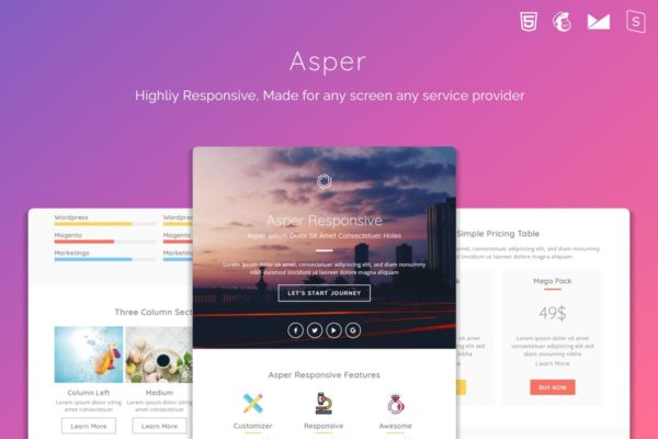 响应式多用途EDM邮件模板素材库精选 Asper Responsive Multipurpose Email Template