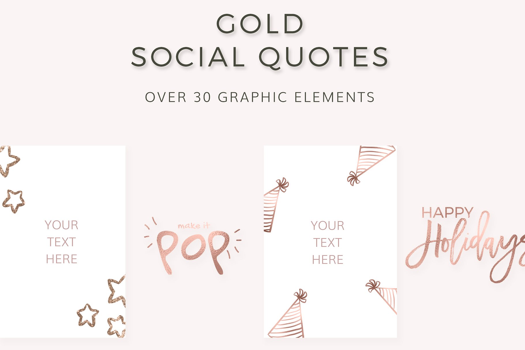 社交媒体引语祝福语金色文本模板素材库精选 Social Media Quotes (in GOLD)插图