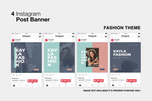 Instagram社交网站推广贴图设计模板素材库精选素材 Kayla Fashion Instagram Post