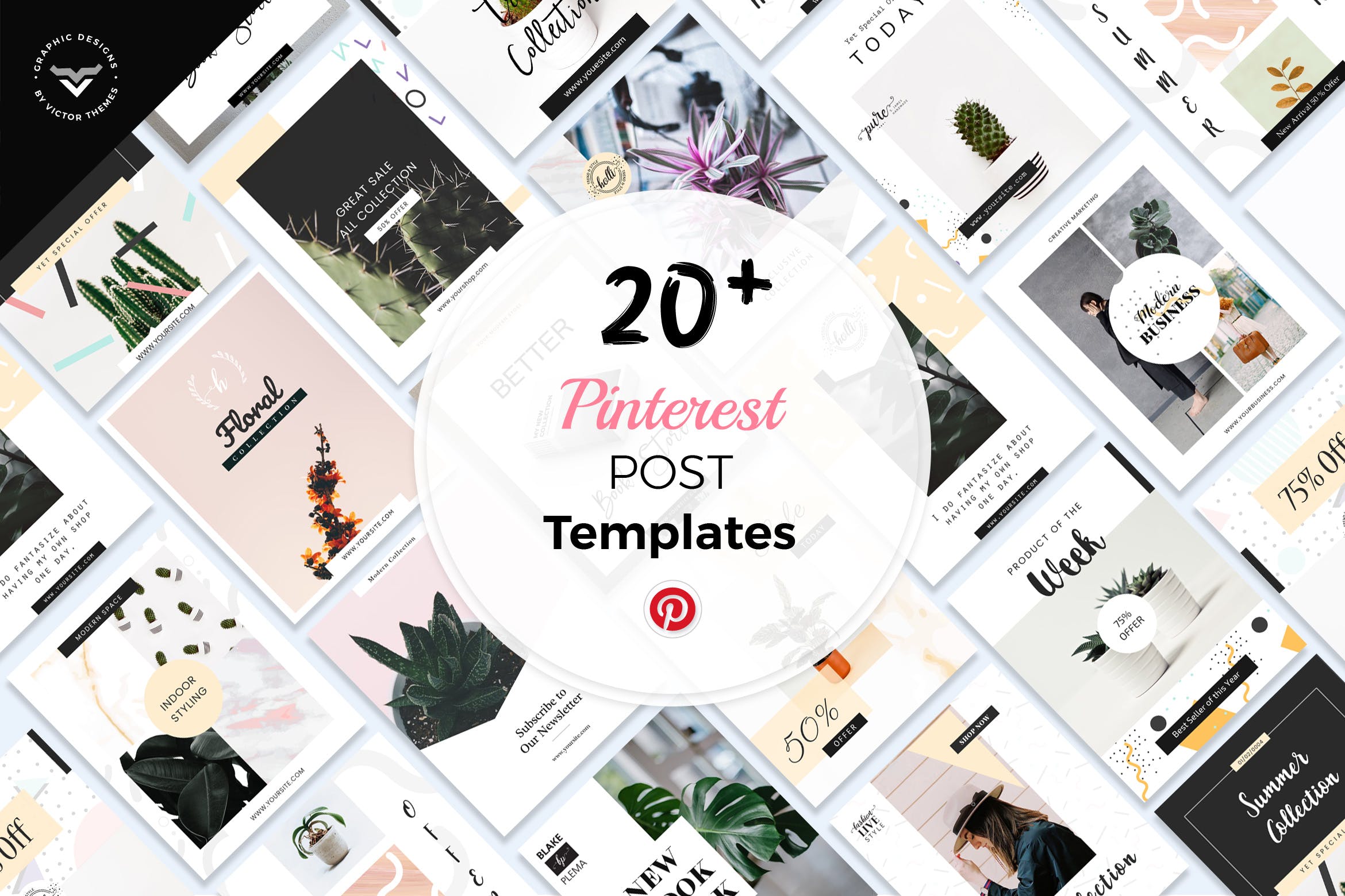 20+小资情调Pinterest社交网站文章配图模板素材库精选 Pinterest Social Media Templates插图