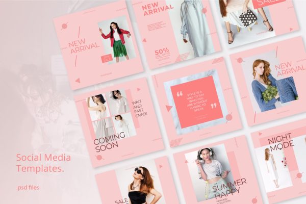 极简主义设计风格时尚主题社交媒体推广素材包 Social Media Kit Fashion Minimalis