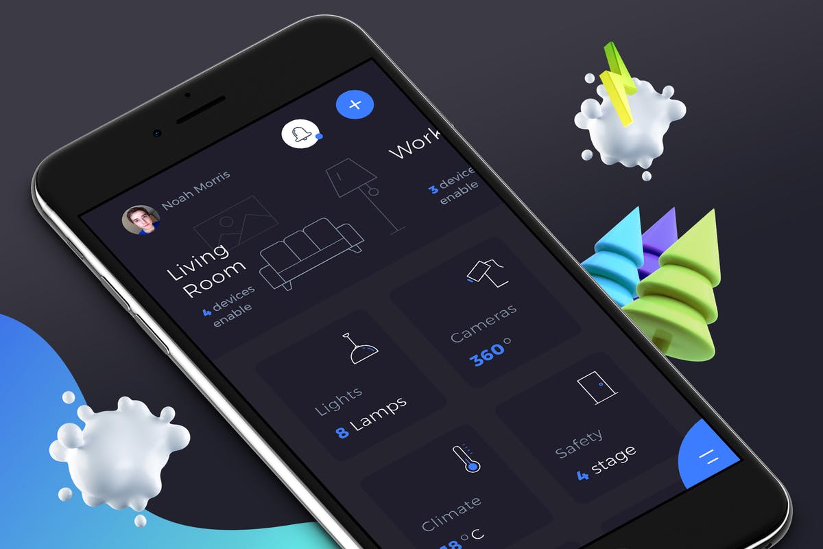 互联网智能家居移动应用界面仪表盘UI套件2 Smart Home Dashboard 2 Mobile Ui插图