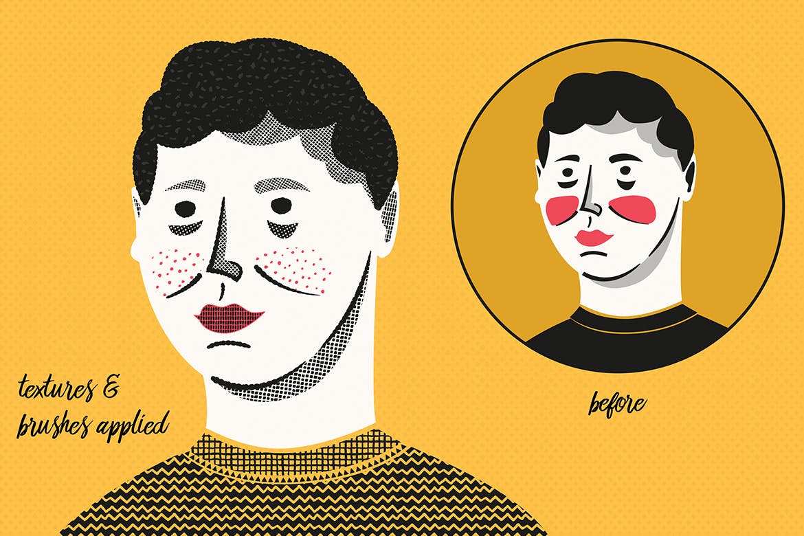 AI手绘插画必备的50个笔刷&60种图案纹理 Patts Brush Collection for Adobe Illustrator插图(4)