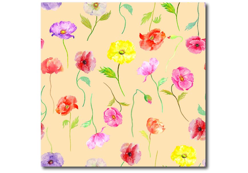 橙色水彩罂粟花图案纹理 Watercolor Poppy Pattern Orange插图(3)