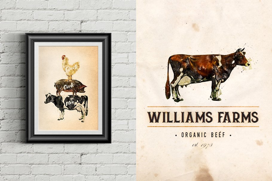 农场主题元素水彩剪贴画 Farm Friends Watercolor Graphics插图(5)