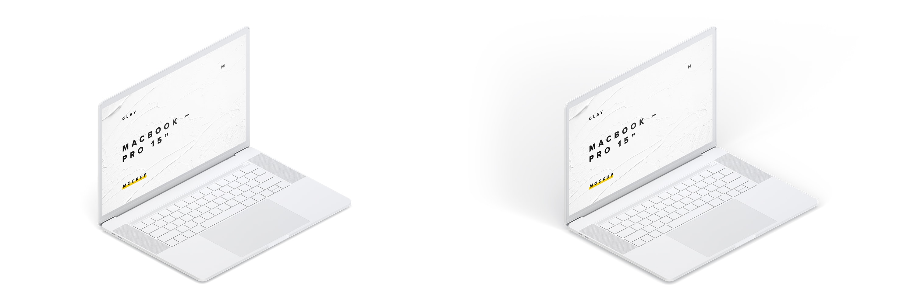 15寸MacBook Pro苹果笔记本电脑左视图样机模板 Clay MacBook Pro 15" with Touch Bar, Left Isometric View Mockup插图(3)