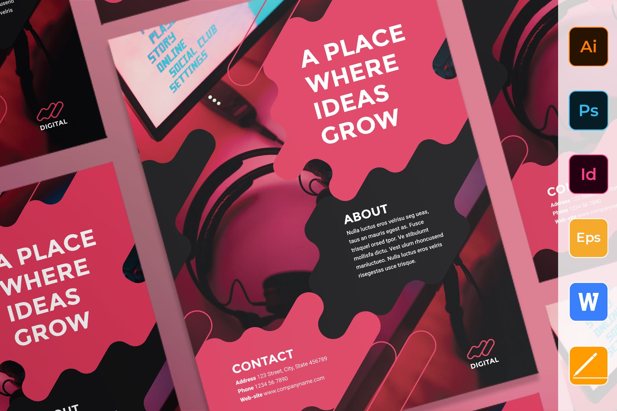 数字广告代理公司海报PSD素材素材库精选模板 Digital Advertising Agency Poster插图