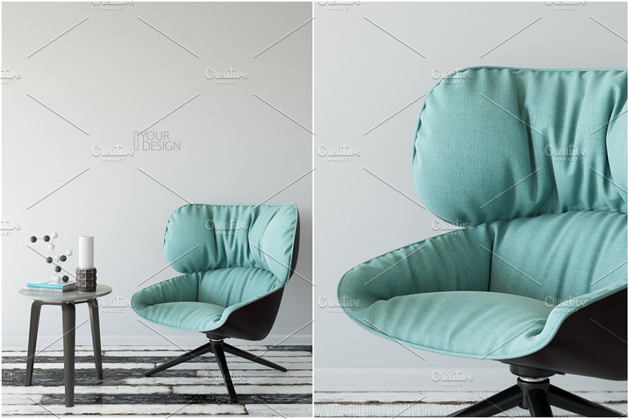 客厅卧室墙纸&相框画框样机模板合集 Interior Wall & Frames Mockup – 2插图(21)