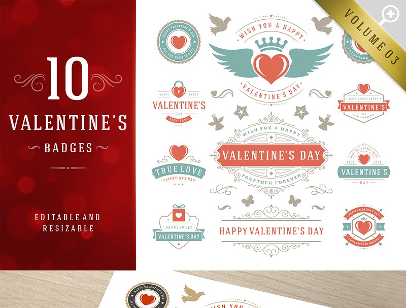 情人节主题矢量设计素材包 Valentine’s Day Bundle插图(3)