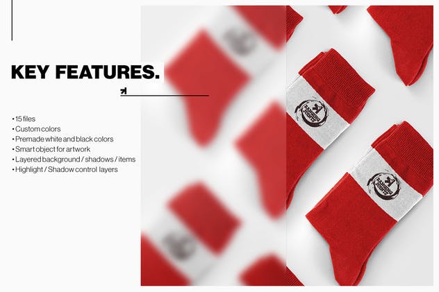 纯色提花棉袜套装样机 Socks Set Mockup插图(15)
