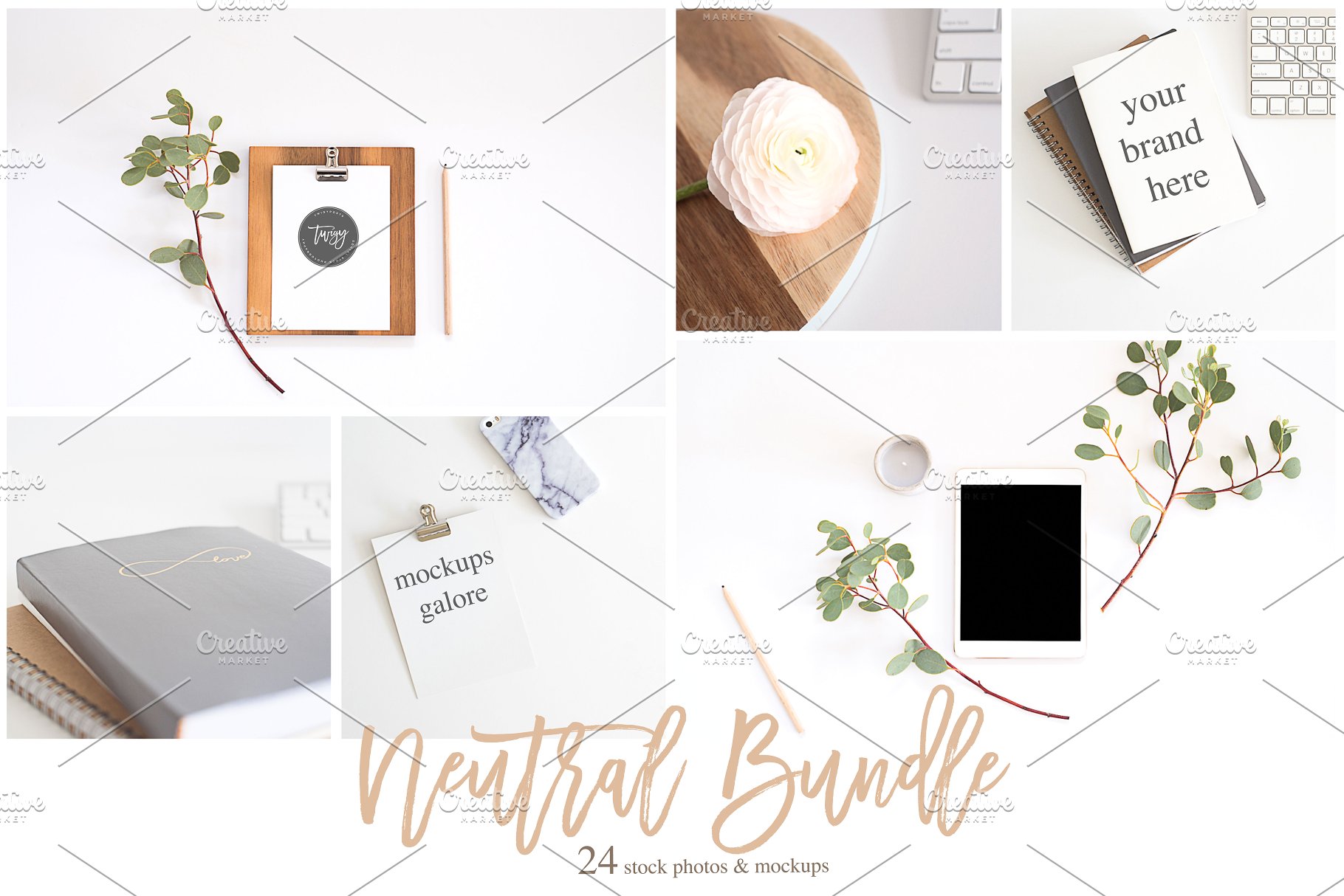 24款小资情调场景样机 24 Neutral Stock Photos & Mockups插图(4)
