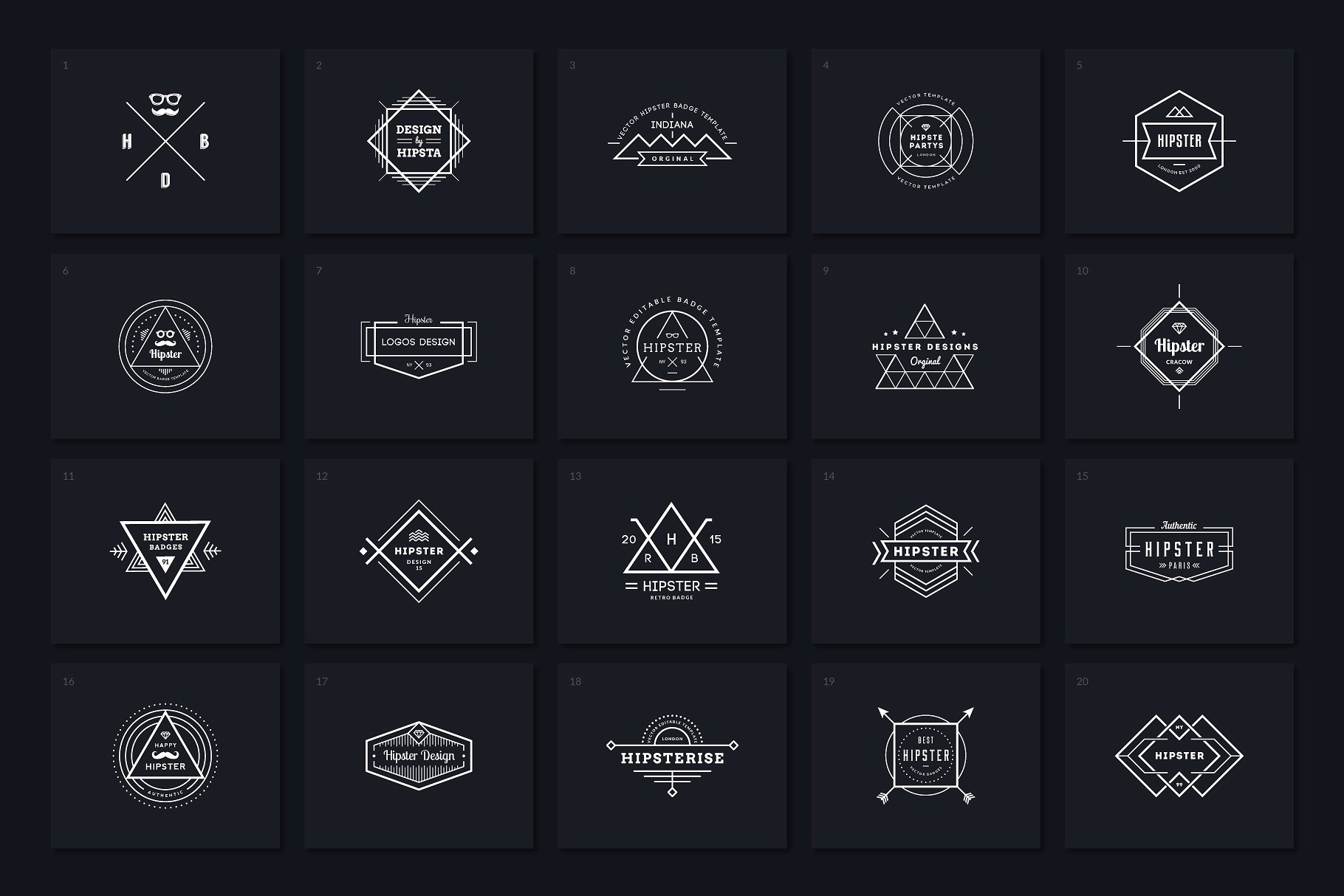 40个复古时尚潮人徽标模板V.1 40 Hipster Logos Vol. 1插图(1)